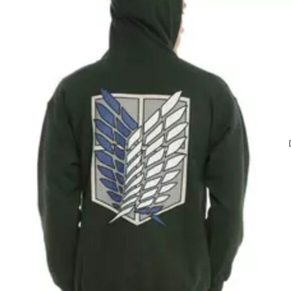 Attack On Titan Wings Of Freedom Anime Green Full Zip Hoodie Sweatshirt Mens XL - Picture 2 of 13